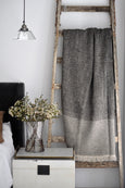 Jules Throw Blanket 130 x 220 Black Herringbone