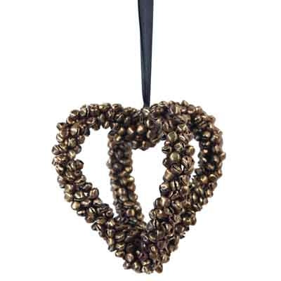 Heart with Gold Bells - 13cm