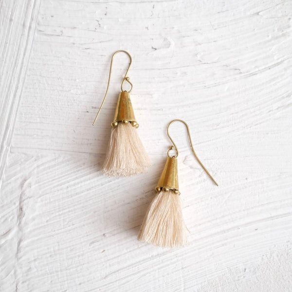 Beige Tassel Cone | Earrings