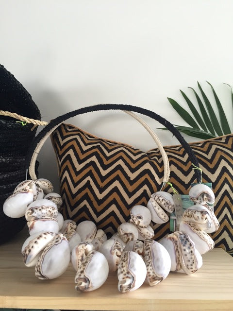 black jute and cowrie shells wall circle hanging