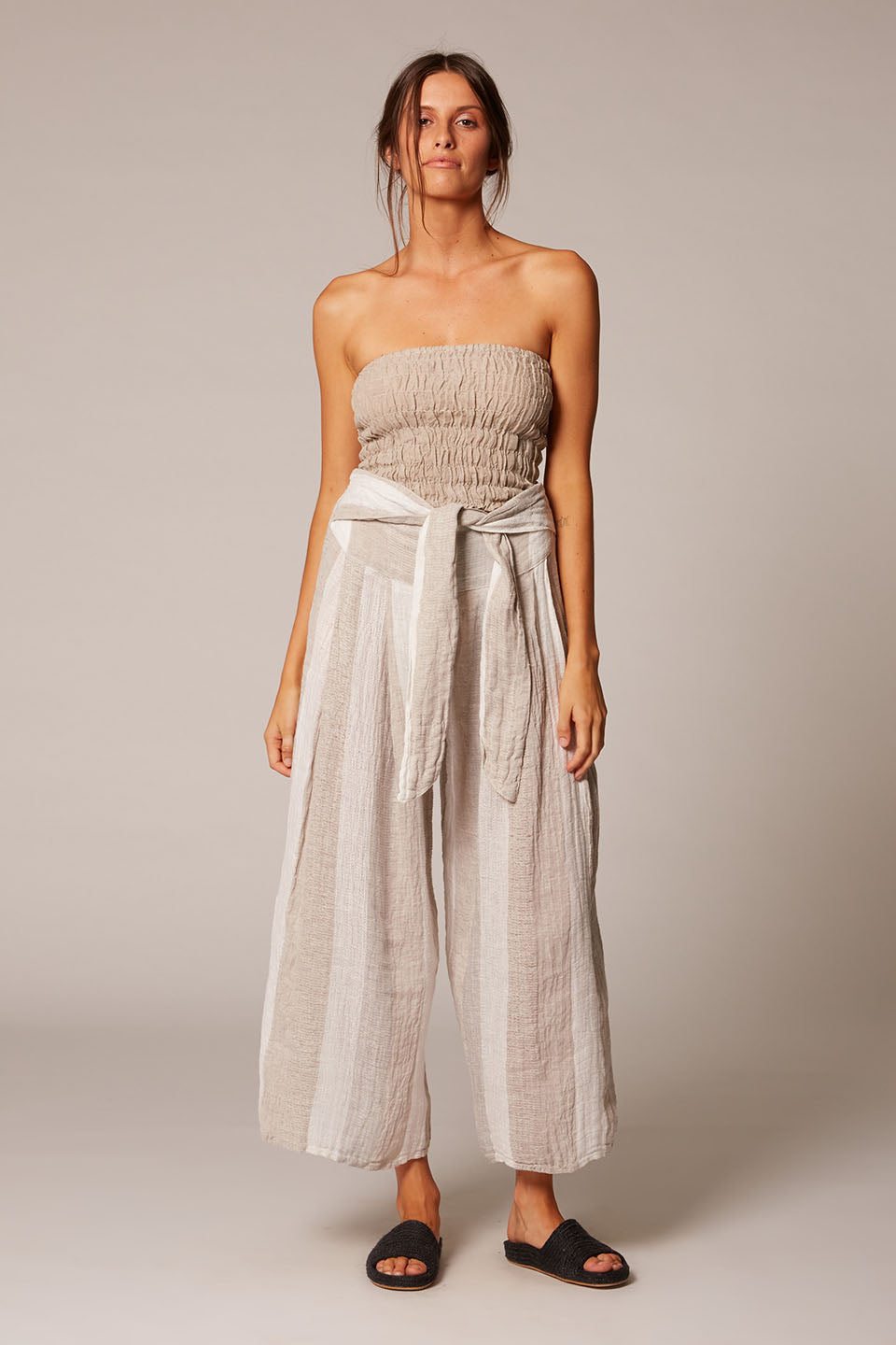 Bambi Linen Pant | Neutral Stripe