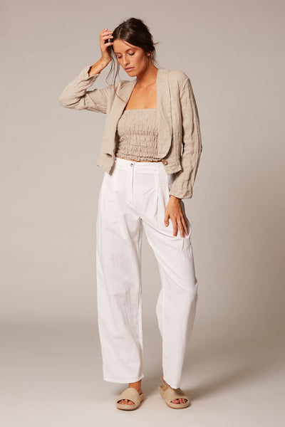 natural linen tux jacket