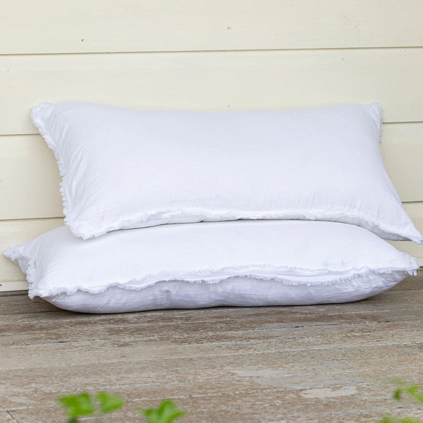 White Lumber Cushion with Freyed Edges