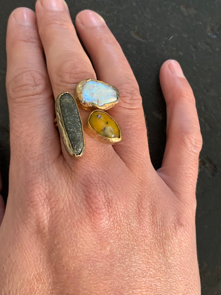 Designer ring golden cluster