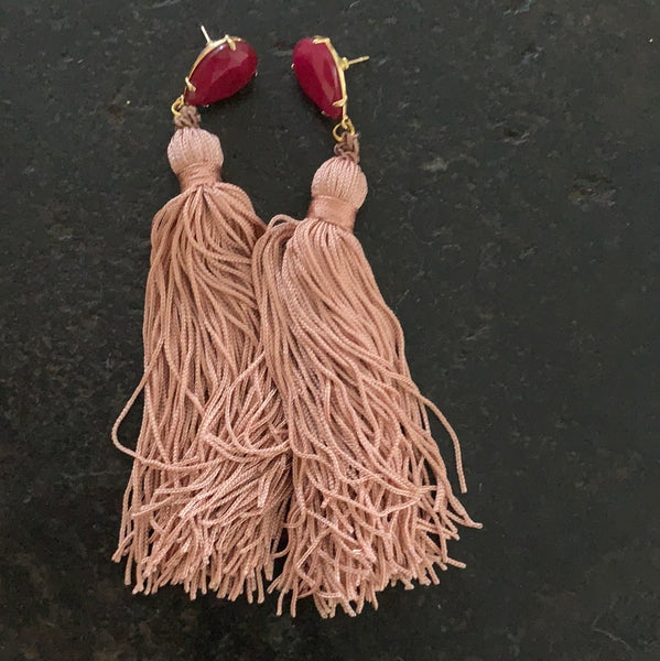 Pink tassel earrings