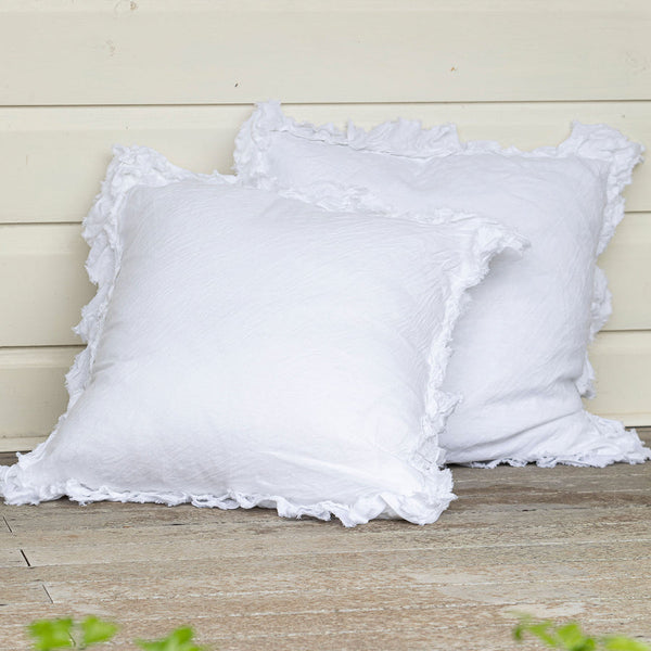 Ruffle Linen Cushions - white