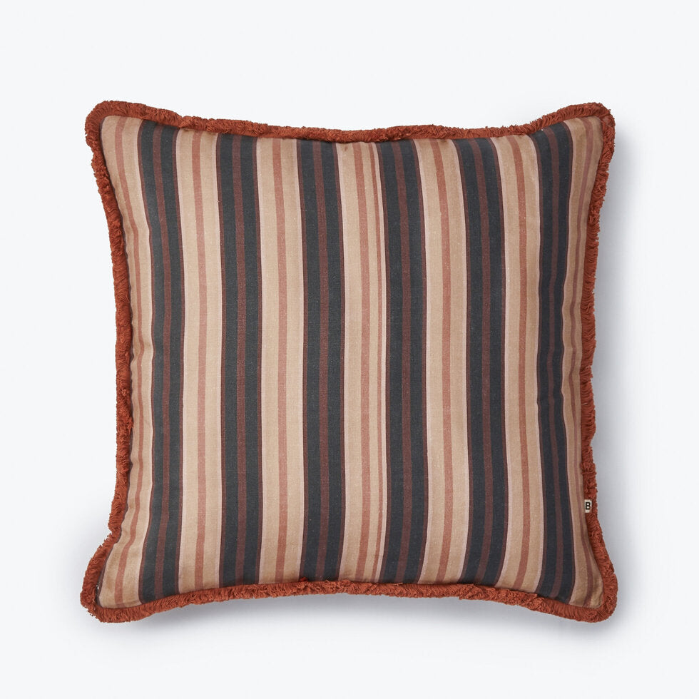 Suiting Stripe Black Tan 60cm Cushion