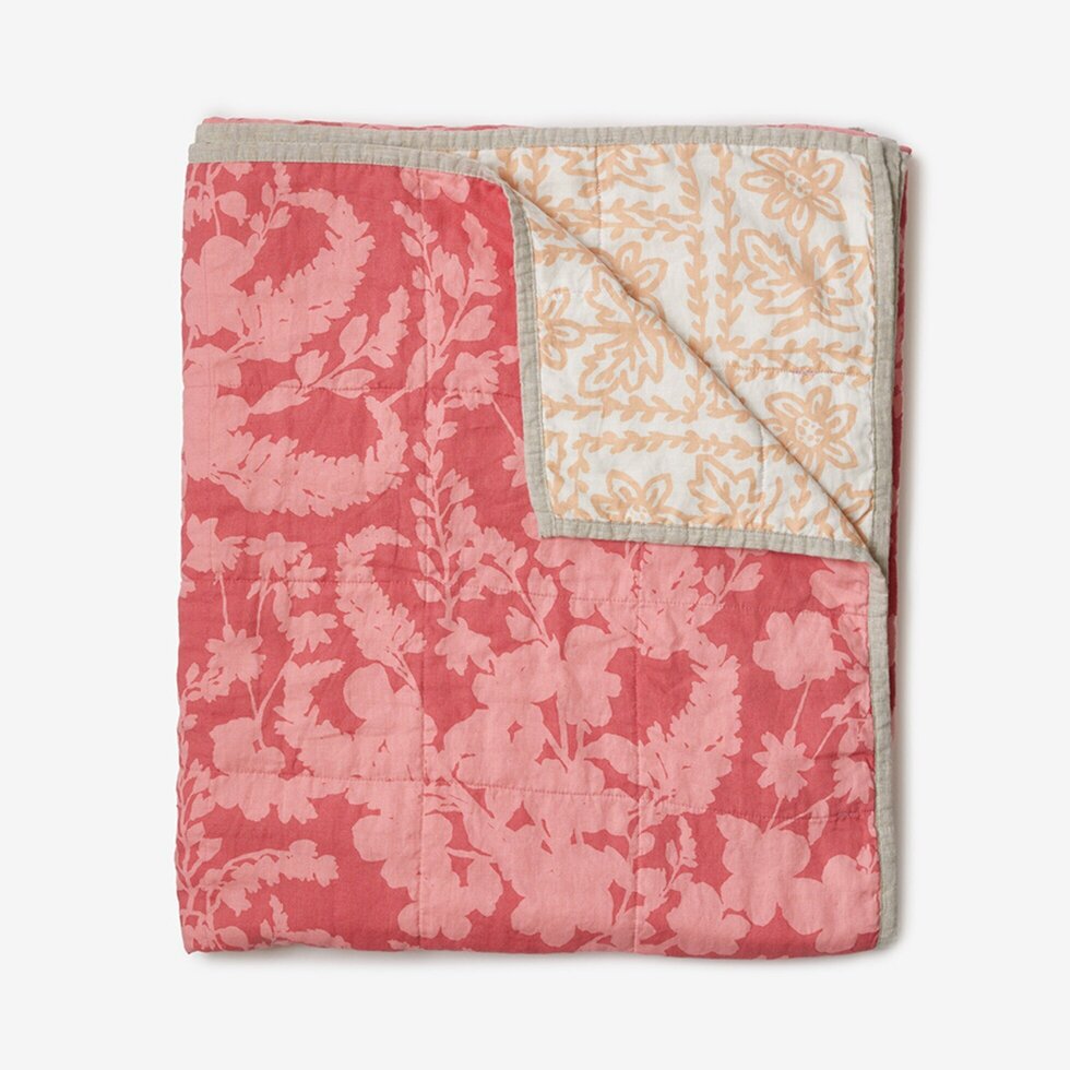 Petal Pink / Daisy Buff Quilted Throw