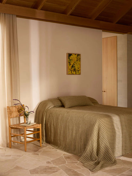 Ava Stripe Khaki Bedcover Grand 300 x 300