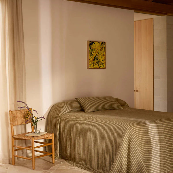 Ava Stripe Khaki Bedcover Grand 300 x 300
