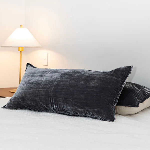 Silk Velvet Lumber Cushion - Fossil Grey