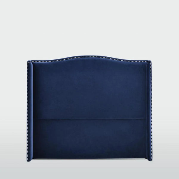 Blue Velvet Studded Bedhead - Queen
