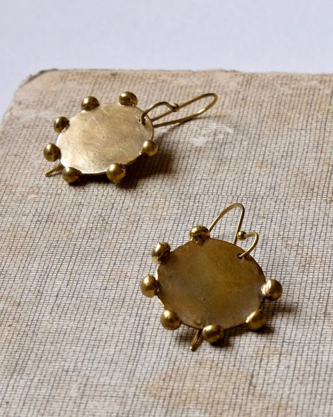 brass disc handmade earrings