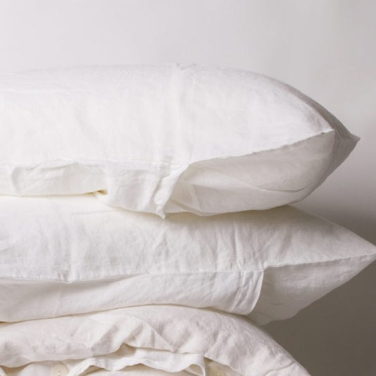 Standard Luxe Linen Pillowcase Set of 2 in White