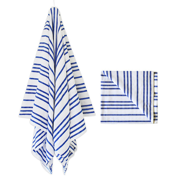 Sayulita Striped Beach Blanket in Blue & White