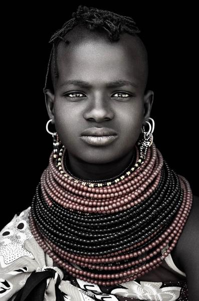 Turkana Girl Colour - David Ballam Photography Stretched Canvas (no frame) 180 x 120cm