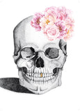 LUXE SKULL WITH FLOWER CROWN AND GOLD FOIL LEAF TOOTH - LIMITED EDITION