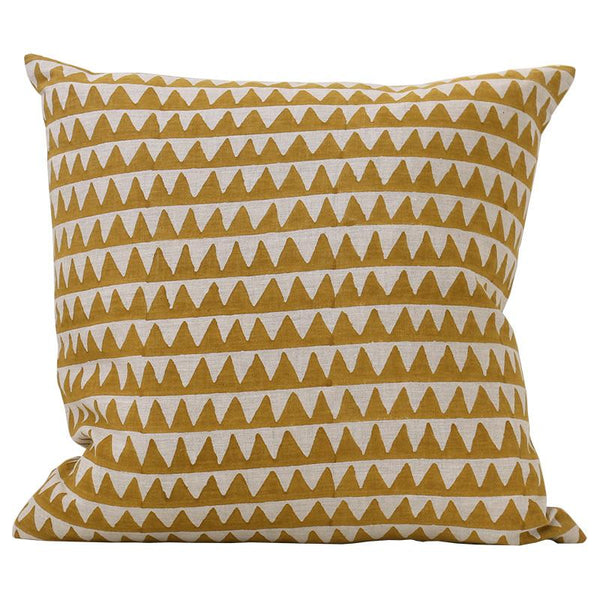 Pyramids Saffron linen cushion