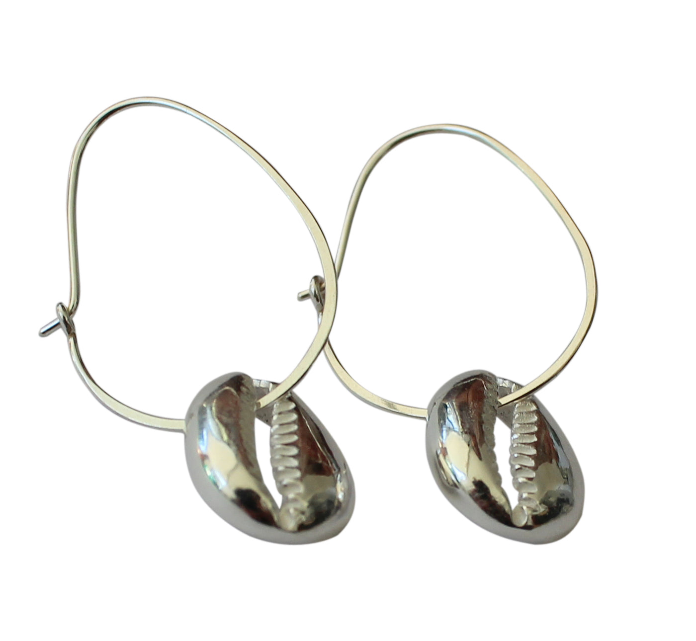 Lisa Carney | Silver Hoop Cowrie Earrings